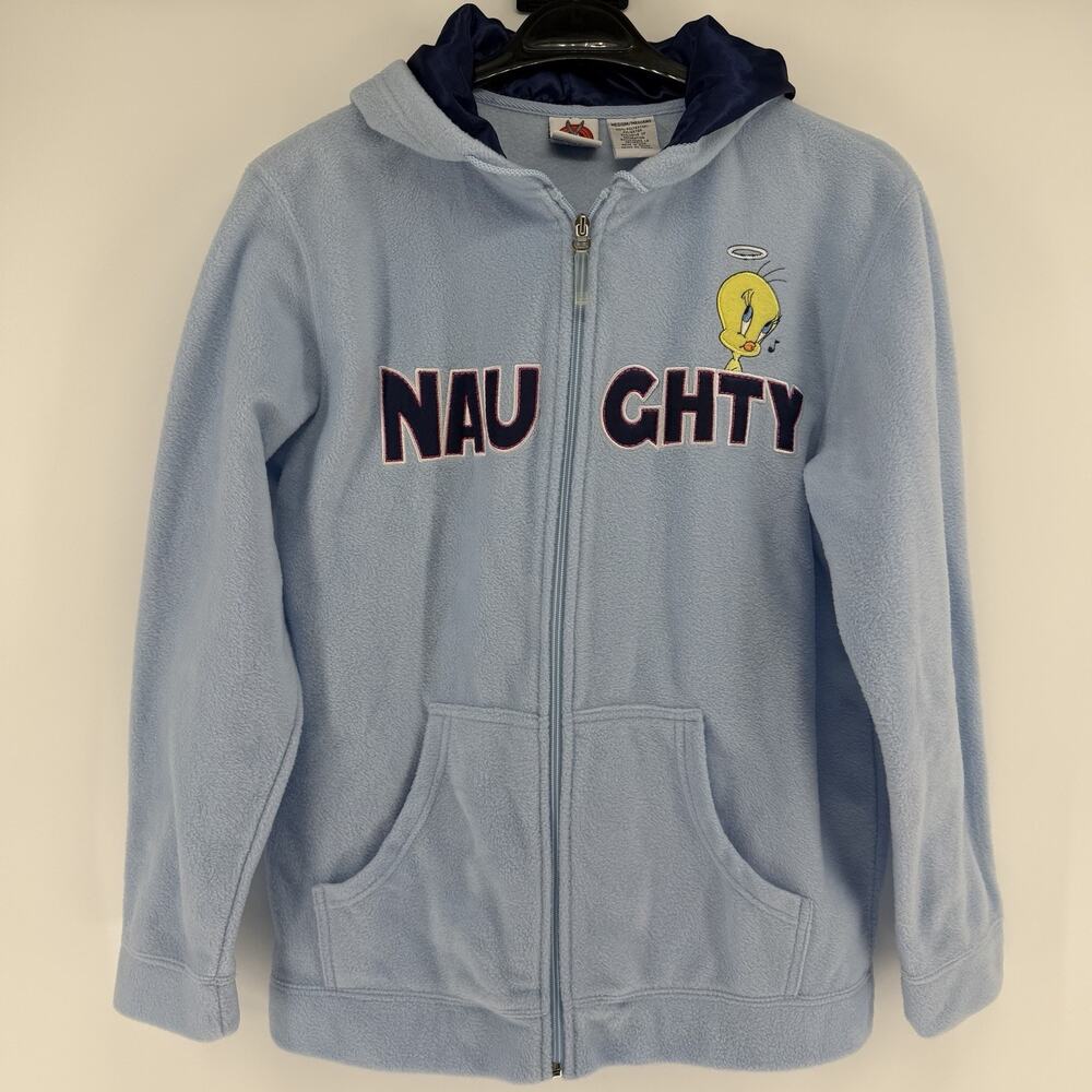 Looney Tunes Womens Medium Tweety Bird Embroidered Fleece Full Zip Hoodie Jacket